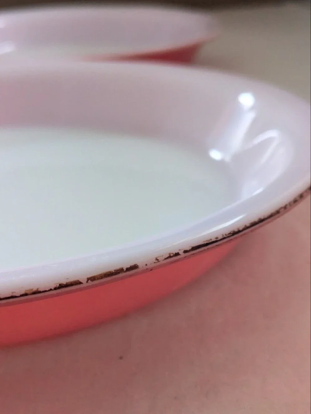Vintage Pyrex Pink Enamel Serving Bowls - Pair